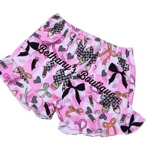 Retro Back to School Coquette Bow ruffle shorts with pockets
